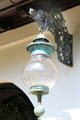 Hanging exterior lamp fixture with gargoyle at Vanderbilt Mansion. Centerport, NY.