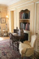 Peach guest room with writing desk at Vanderbilt Mansion. Centerport, NY.