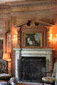 Library fireplace at Vanderbilt Mansion. Centerport, NY.