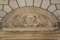 Two eagles flank frontier fort over portal of Huntington Building. Toledo, OH.