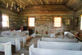 Interior of Detterman Log Church at Historic Lyme Village Museum. Bellevue, OH.