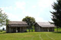 Schriner log cabin & log Rose Tavern at Historic Lyme Village Museum. Bellevue, OH.
