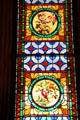 Stained glass window with birds in Jewett House at Oberlin Heritage Center. Oberlin, OH.