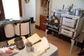 Kitchen with Detroit Jewel stove & washing tub in Jewett House at Oberlin Heritage Center. Oberlin, OH.