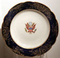 Dinner plate from the set used by Mr. & Mrs. McKinley at the White House at William McKinley Presidential Museum & Library. Canton, OH.