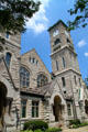 First Congregational Church noted for its interior Akron Plan Sunday School layout of small rooms surrounding a central hall. Akron, OH.