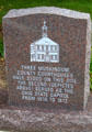 Monument marking three Muskingum County Courthouses of which one was Ohio's Second State Capitol Building. Zanesville, OH.