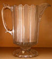 Footed glass pitcher from Zanesville area at Stone Academy Museum. Zanesville, OH.