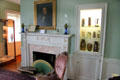 Parlor displaying glass & ceramics at Mathews House Museum. Zanesville, OH.