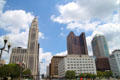 LeVeque Tower, Huntington Center, & Vern Riffe State Office Tower on Columbus skyline. Columbus, OH.