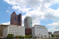 Huntington Center, Vern Riffe State Office Tower & Ohio Courts Building on Columbus skyline. Columbus, OH.