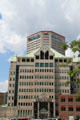 AEP building over Columbus Police Headquarters. Columbus, OH.