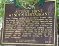 Sign marking site of first Wendy's Restaurant on Broad St. Columbus, OH.