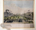 Graphic of Lincoln's Funeral procession in Columbus, OH framed with mourning ribbon at Kelton House Museum. Columbus, OH.