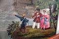 Detail of tourists on waterfall wallpaper at Kelton House Museum. Columbus, OH.