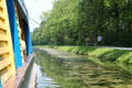 Mules pulling General Harrison of Piqua canal boat along restored section of Miami & Erie Canal. Piqua, OH.