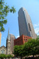 Old Stone Church, Marriott at Key Center, Society National Bank & Key Tower on Public Square. Cleveland, OH