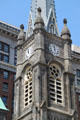 Corner tower of Old Stone Church. Cleveland, OH.