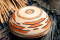 Hupa woman's basketry hat from Northern California at Cleveland Museum of Natural History. Cleveland, OH.