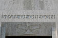 Carved eagle over entrance of Oregon State Capitol. Salem, OR.