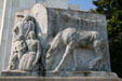 Oregon Trail covered wagon pioneer monument by Leo Friedlander in front of Oregon State Capitol. Salem, OR.