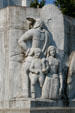 Oregon Trail pioneer carving details at Oregon State Capitol. Salem, OR.