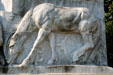 Carved horse detail on Oregon Trail pioneer monument at Oregon State Capitol. Salem, OR.