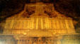 Wood inlay showing second Oregon State Capitol in Governor's Office. Salem, OR.