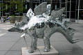 Dinosaur street art with mirrored skin. Pittsburgh, PA.