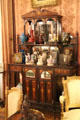 Inlaid display cabinet in Old Library at Kingscote. Newport, RI.