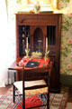 Mid-Victorian gothic, mahogany fall-front secretary by John & Joseph W. Meeks of New York at Kingscote. Newport, RI.