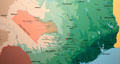 Map of areas settled by Germans in Texas at Institute of Texan Cultures. San Antonio, TX.
