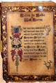 Romanticized room label as used in 1930s when Spanish Governor's Palace was reconstructed. San Antonio, TX.