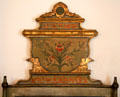 Painted Spanish colonial headboard from Catalonia at Spanish Governor's Palace. San Antonio, TX.
