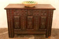 Spanish carved chest at Spanish Governor's Palace. San Antonio, TX.