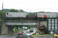 C&O railroad at entrance to Staunton with giant watering can sculpture. Staunton, VA.