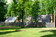Stockade & replica colonists structures of Henricus. VA.