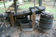 Blacksmith's bellows in trades hut at Henricus. VA.