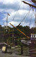 Replicas of Godspeed, Discovery, & Susan Constant, the three ships that brought first colonists to Virginia at Jamestown Settlement. VA.