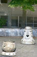 Whimsical sculptures near Fisher Pavilion on Seattle Center grounds. Seattle, WA.