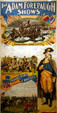 Details of poster for Adam Forepaugh's American Revolution pageant showing Washington's battles at Circus World Museum. Baraboo, WI.