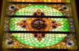 Stained glass ceiling of House chamber of Wyoming State Capitol. Cheyenne, WY.