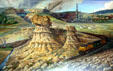 Detail of "Wyoming, the Land of the People " by Mike Kopriva in Legislative Conference Room of Wyoming State Capitol. Cheyenne, WY.